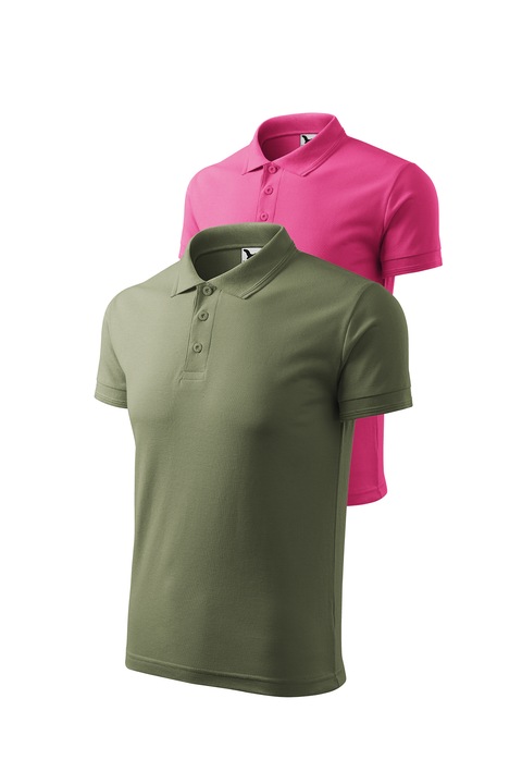 Set 2 tricouri polo pentru barbati, Malfini, Pique Polo, setul 18, Kaki/Roz
