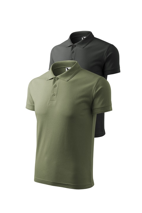 Set 2 tricouri polo pentru barbati, Malfini, Pique Polo, setul 18, Gri/Kaki