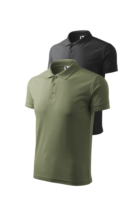 Set 2 tricouri polo pentru barbati, Malfini, Pique Polo, setul 18, Kaki/Gri antracit