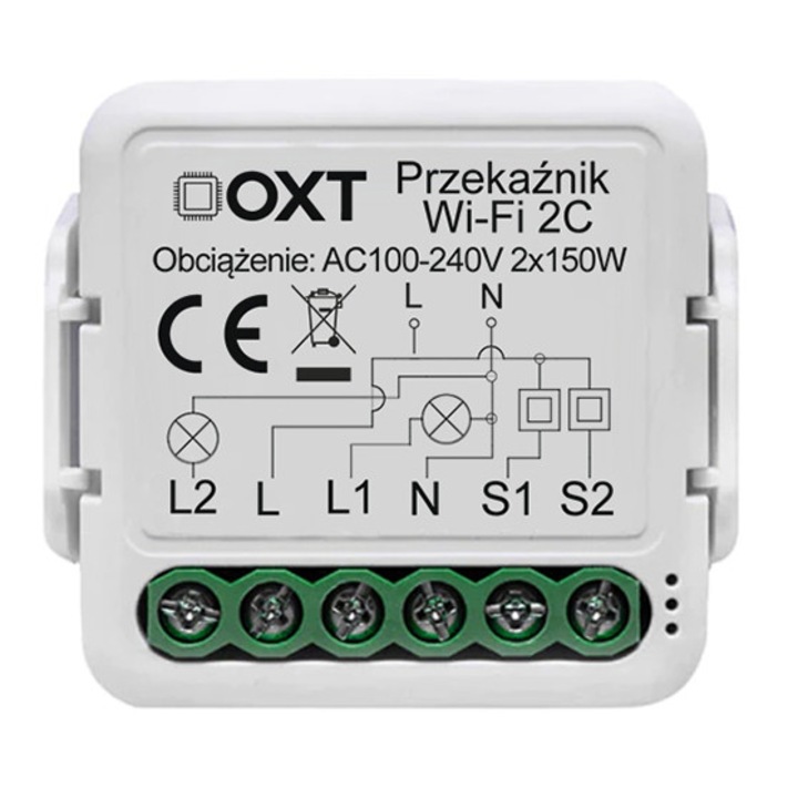 Mini Controller releu putere comutator lumina 2 canal circuite 2CH WiFi - TUYA