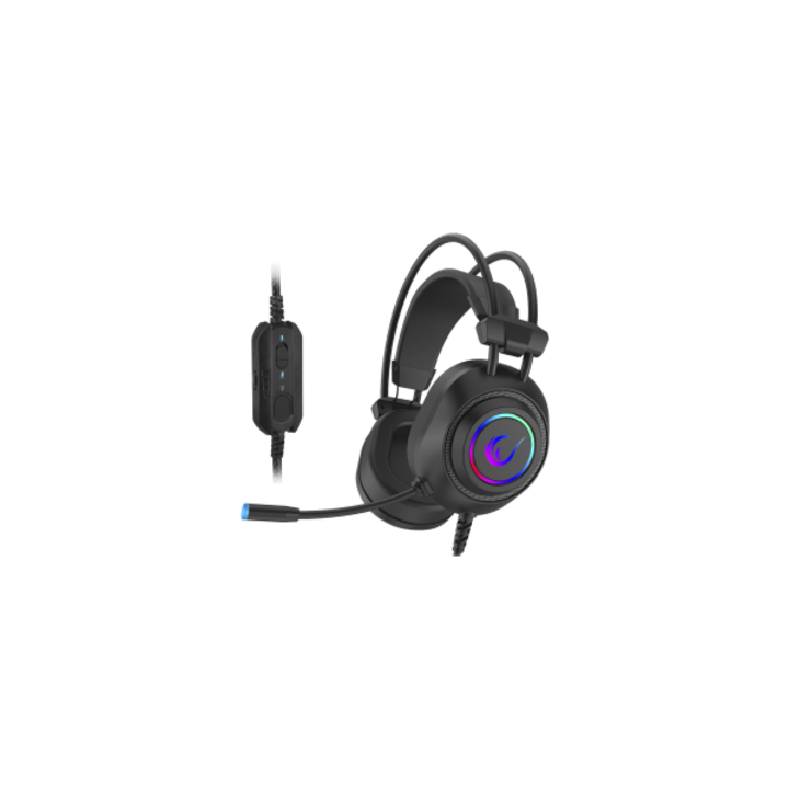 Rampage RM-K19 RAGING PLUS 7.1 mikrofon USB Fejhallgató Fekete