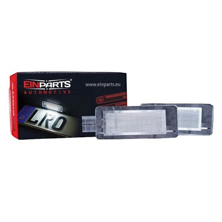 Set 2 x Lampa LED numar inmatriculare, Einparts, CANBUS, Compatibil cu Renault, Negru