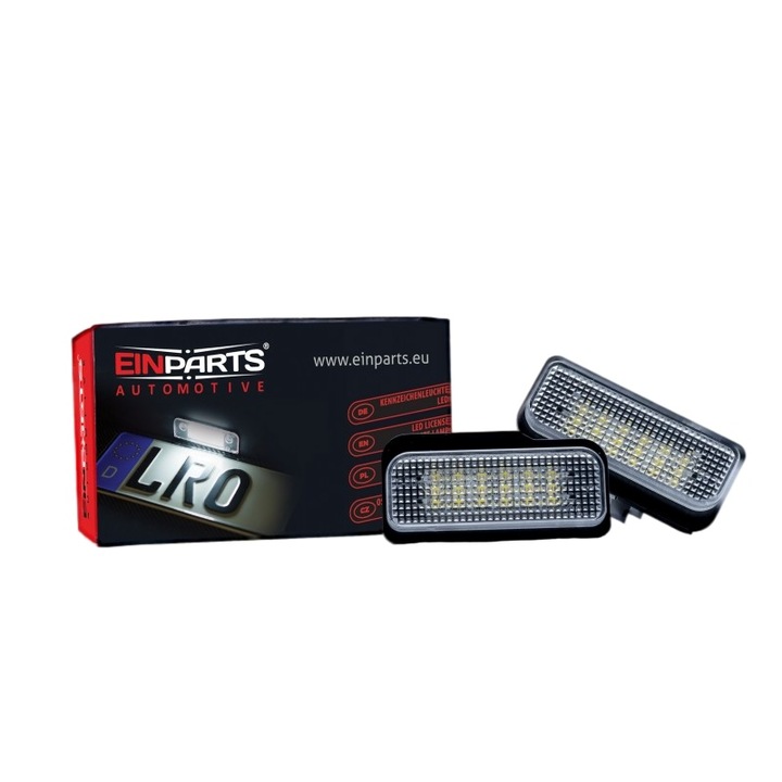 Set 2 x Lampa LED numar inmatriculare, Einparts, CANBUS, Compatibil cu Mercedes, Negru