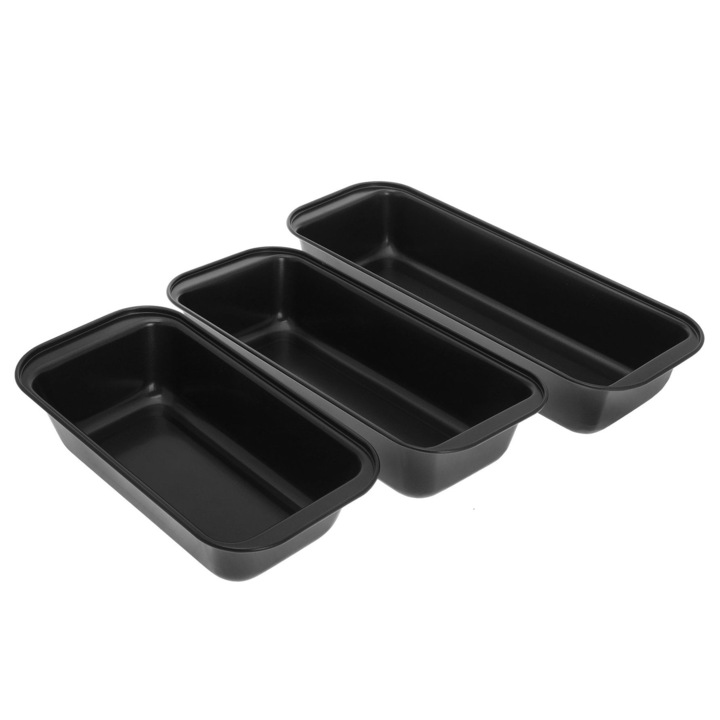 Set 3 tavi pentru coacere prajituri, KINGHOFF, KH-4198, Otel carbon, 35/30/25x13x6 cm, Negru