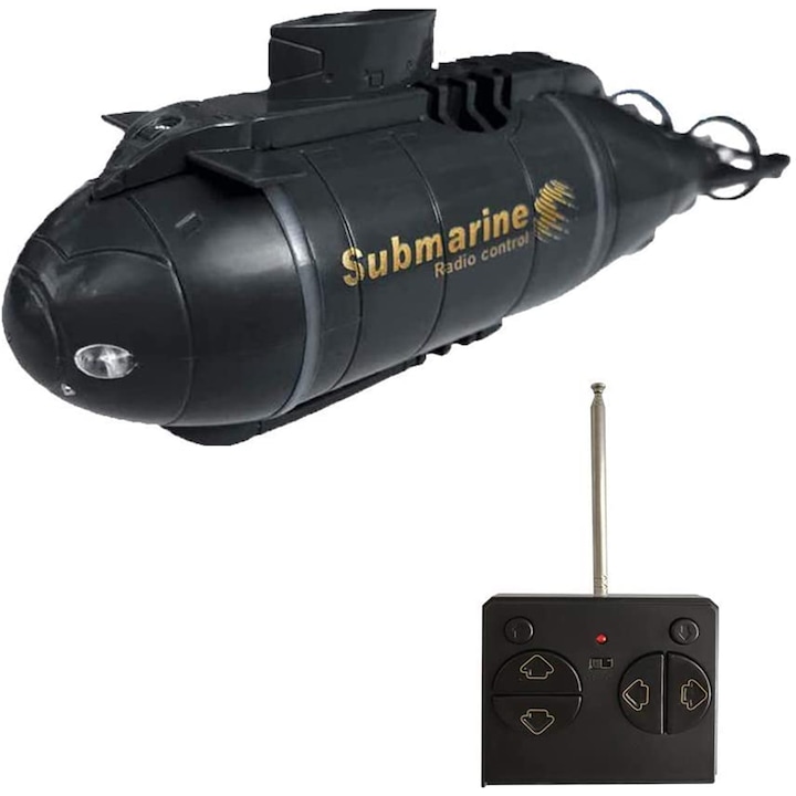 Подводница Sundiguer, Дистанционно управление, LED светлини, Пластмаса, 12,5x3,5x4,5 см, Черен