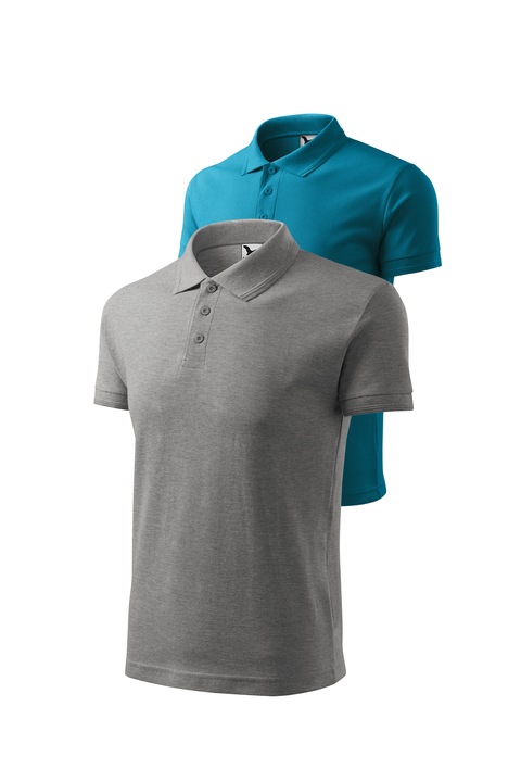 Set 2 tricouri polo pentru barbati, Malfini, mix 78, Turcoaz inchis/Gri inchis