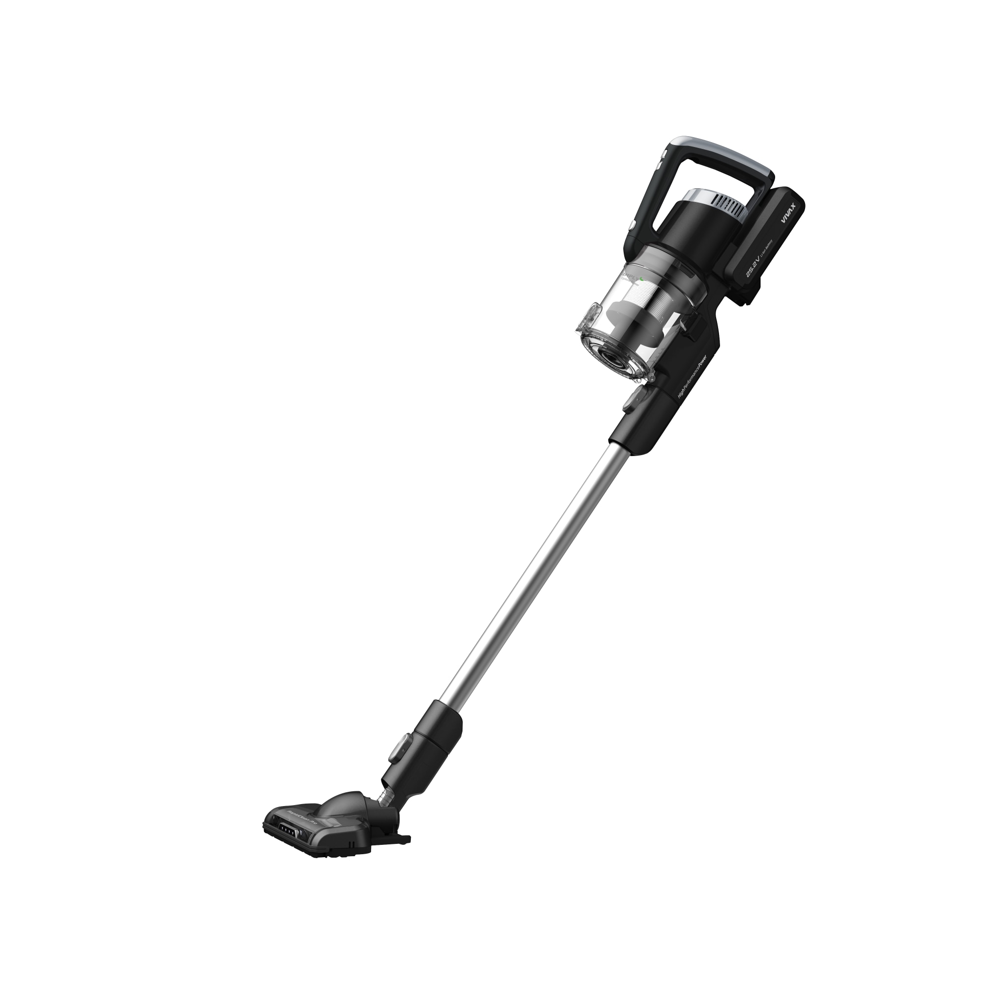 Aspirator de mana vertical Vivax VCB-25VB, Putere 150W, Capacitate 0.6 L, Sistem Ciclonic, Negru