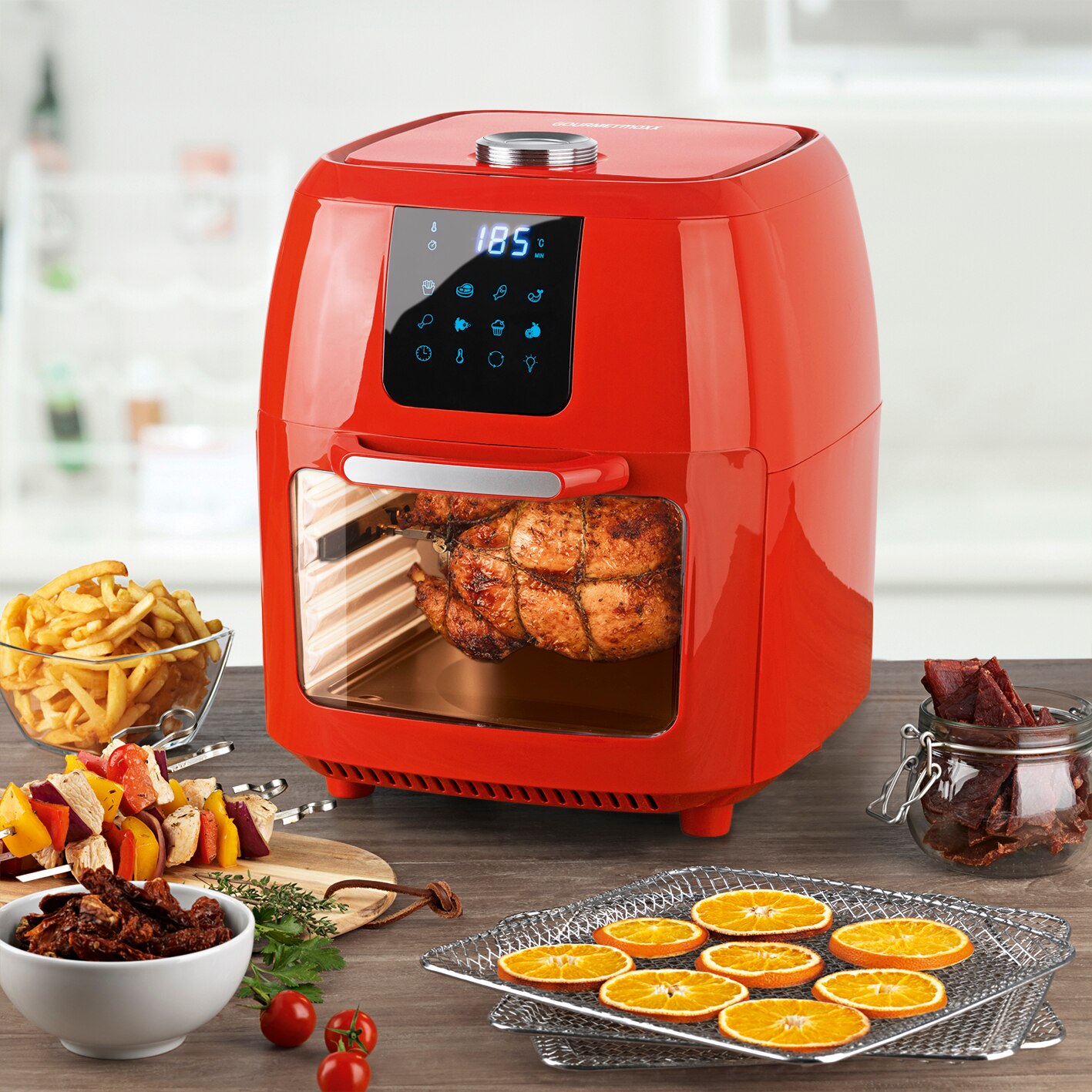 ARIETE 4618/01 Air Fryer XXL Heissluftfritteuse 1800W 5, 5 l Rot