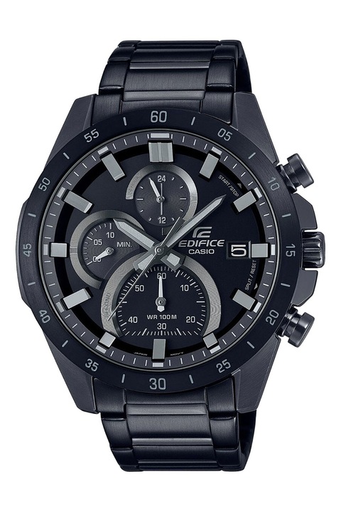 Casio, Часовник от неръждаема стомана с хронограф, Черен