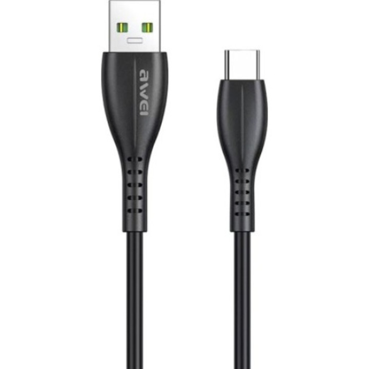 Cablu USB 2.0, Awei, USB-C tata - USB-A tata 1m, Negru