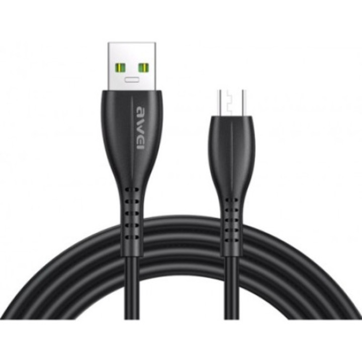 Cablu USB 2.0, Awei, USB-C tata - USB-A tata, 1m, Negru