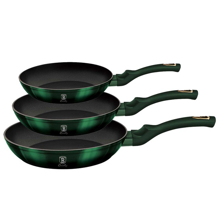Set 3 tigai, Berlinger Haus, Aluminiu/Titan, 20/24/28cm, Verde smarald