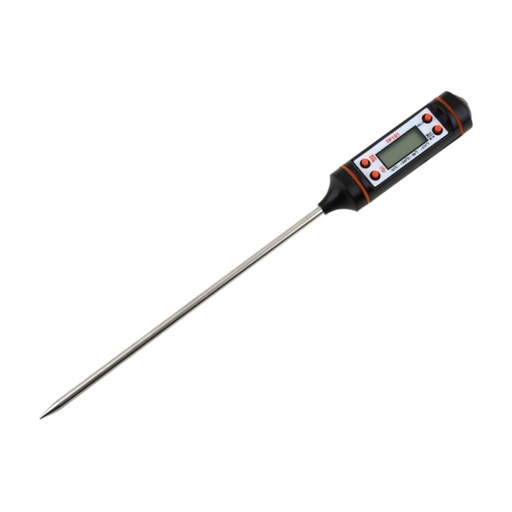 Кухненски сонда термометър, ABS пластмаса, LCD екран, 24 см, черен