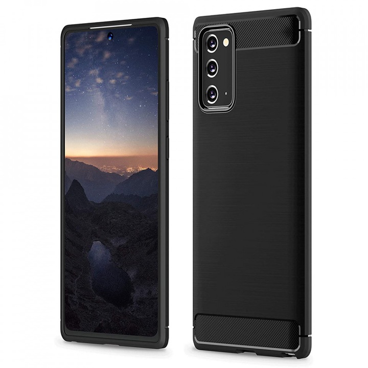 Samsung Galaxy Note 20 / Note 20 5G tok - Techsuit Carbon Silicone - fekete