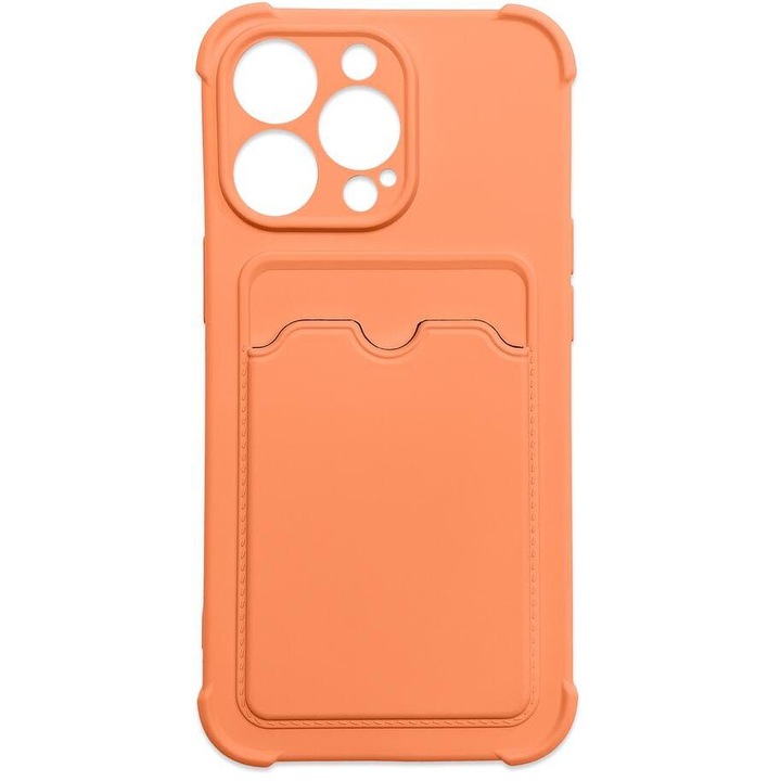 Husa Card Armor, pentru Samsung Galaxy A22 4G, cu slot pentru card, portocalie