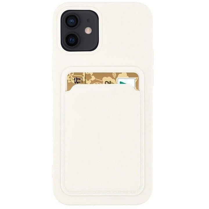Калъф Silicone Card Holder, за Samsung Galaxy S21 + 5G (S21 Plus 5G), бял