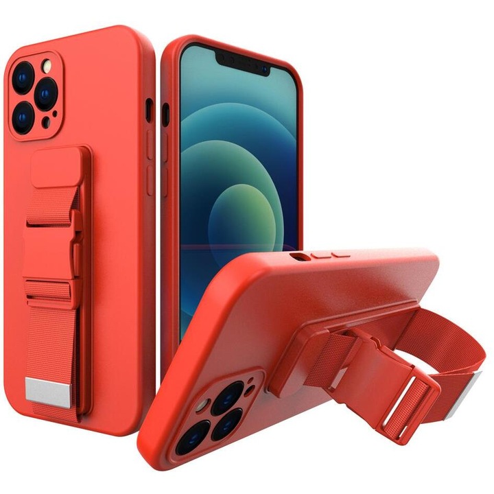 Калъф Rope Case Gel, с връзка, за iPhone 8 Plus / iPhone 7 Plus, червен