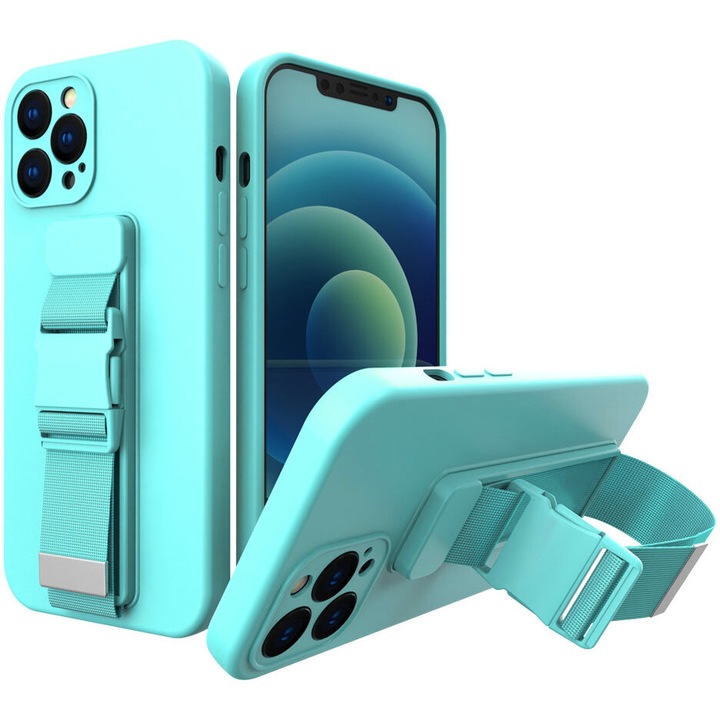 Калъф Rope Case Gel, с връзка, за iPhone 13 Mini, светлосин