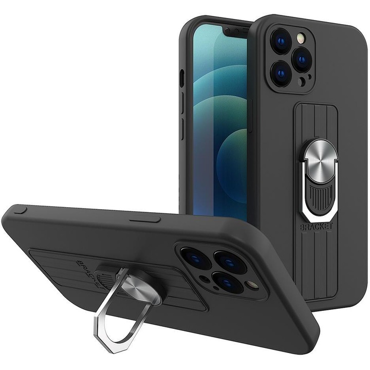 Калъф Ring Case Silicone, за iPhone 12 Pro, черен