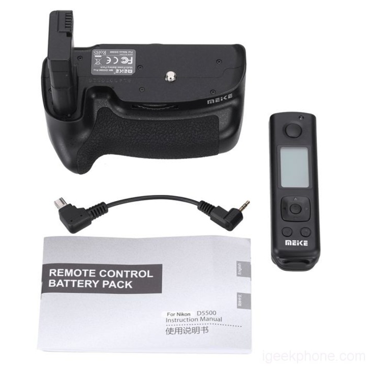 Meike Grip MK-D5500 PRO vezeték nélküli távirányítóval Nikon D5500-hoz