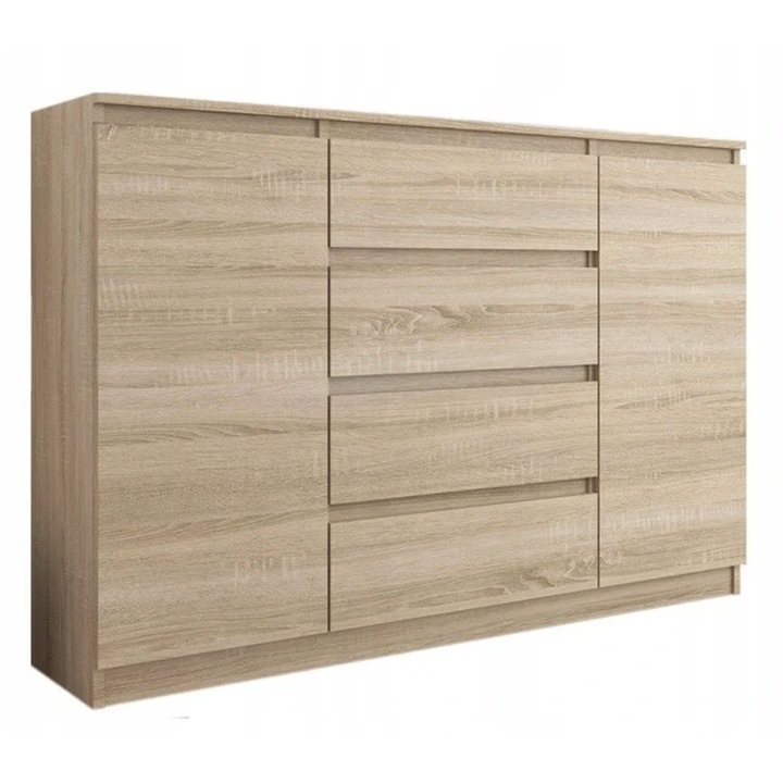 Komód 3xEliving Demi 2D4S, Szín: Sonoma, Méretek: Ho: 120 cm, Mé 39 cm, M: 101 cm