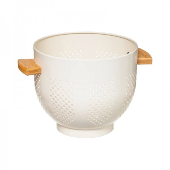 Метална цедка с дръжки, Бял, 22см