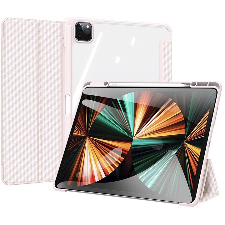 Калъф DUX DUCIS Toby Armored Flip Smart за iPad Pro 12.9 2021, с Apple Pencil холдър, розов