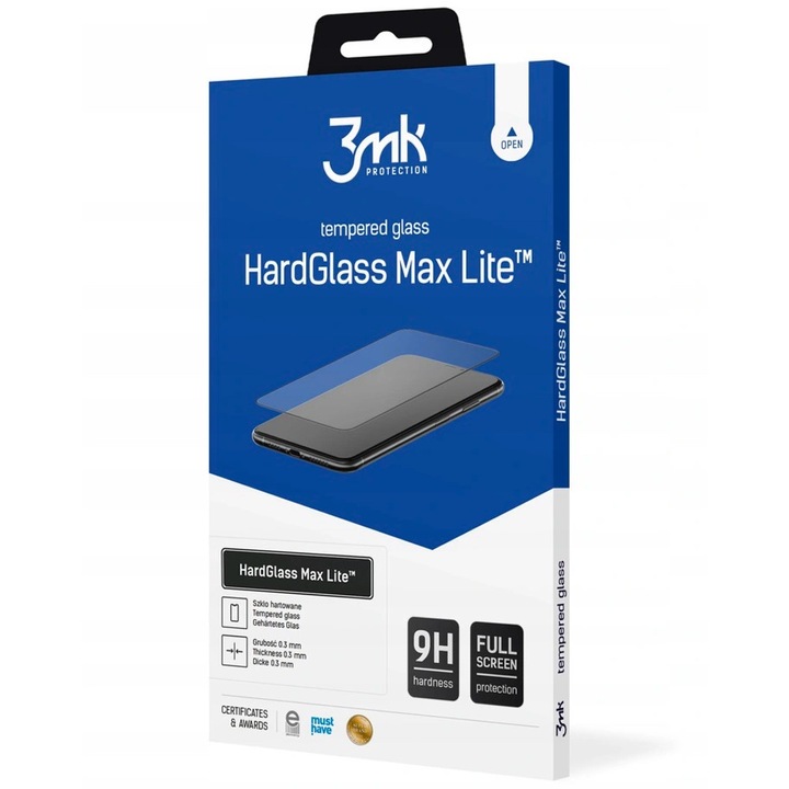 Протектор 3MK HardGlass Max Lite за Oppo A53s, черен