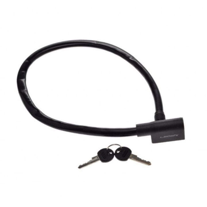 Antifurt cu cheie Leoshi 6 mm x 650 mm, culoare negru