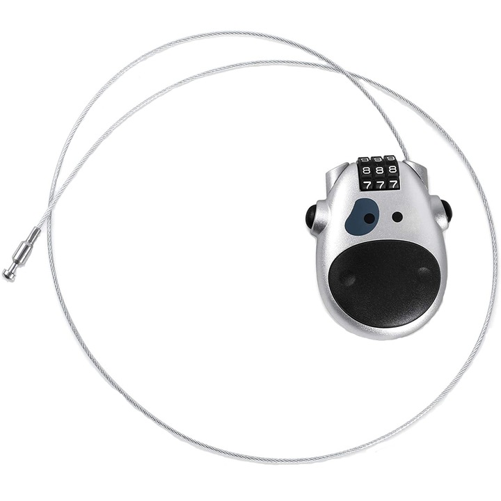 MorFansi lopásgátló acél kábellel és kóddal, kerékpárhoz, motorhoz, sisakhoz, bőröndhöz, ezüst