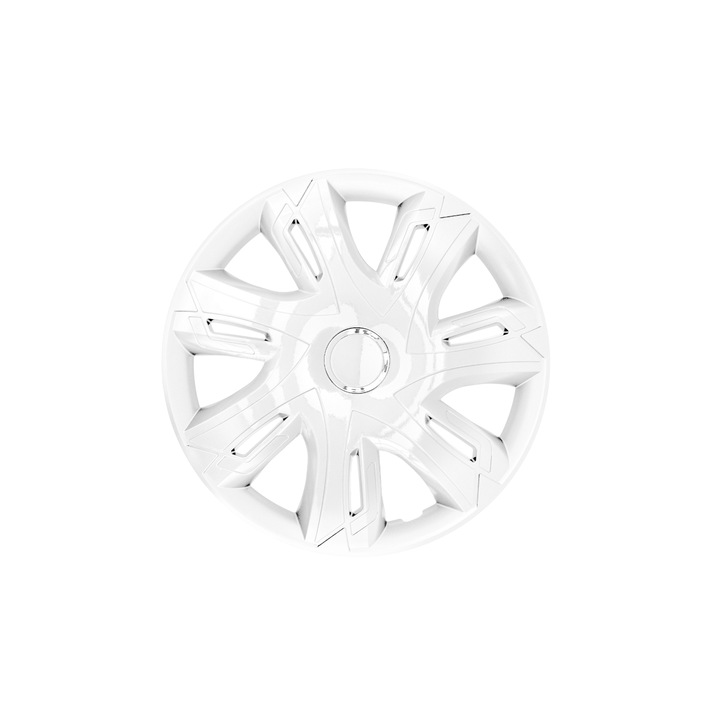 Set 4 Capace Roti 15" NRM Supernova, Alb Lacuit, ABS rezistent, montare presare-fixare, universale pentru Audi, BMW, VW, Opel, Renault