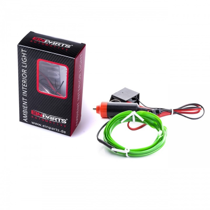 Banda LED pentru auto, Einparts, Interior, Panou bord/usi/scaune, 1 m, Verde