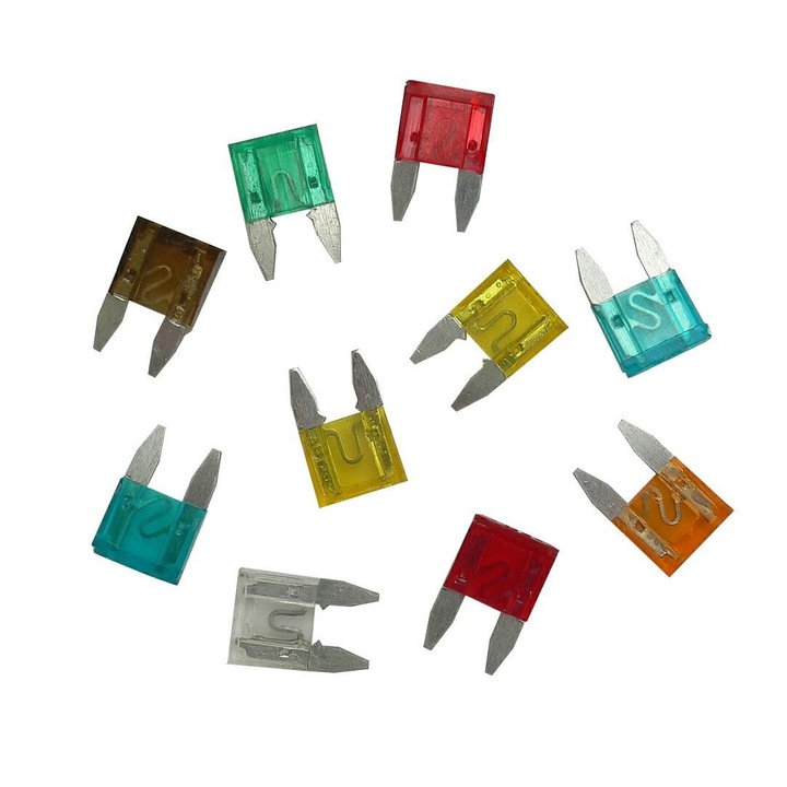 Комплект от 10 предпазителя с мини пластина, 5-30А, Mногоцветeн
