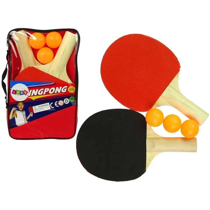 Fából készült ping-pong ütők 3 labdával 10479