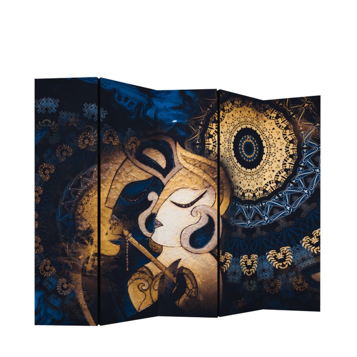 Сгъваем параван Colors of Life, Индийски Мотиви, 225 х 172 см., текстил, Двустранен печат, 5 панела