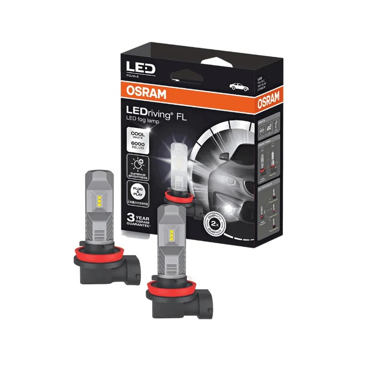 2 LED izzóból álló készlet márka Osram H8, H11, H16 LEDriving FL Új generációs 67219CW, 12/24V, 8.2W, 6000K, Hideg fehér