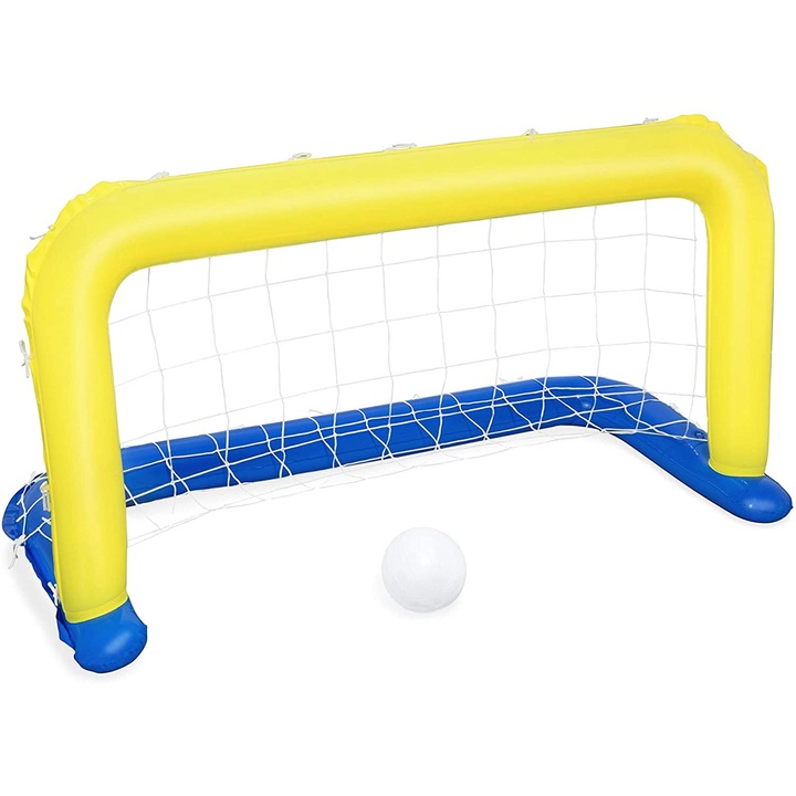 Felfújható focikapu, Zola®, labdával, sárga kékkel, 1,42 x 76 cm