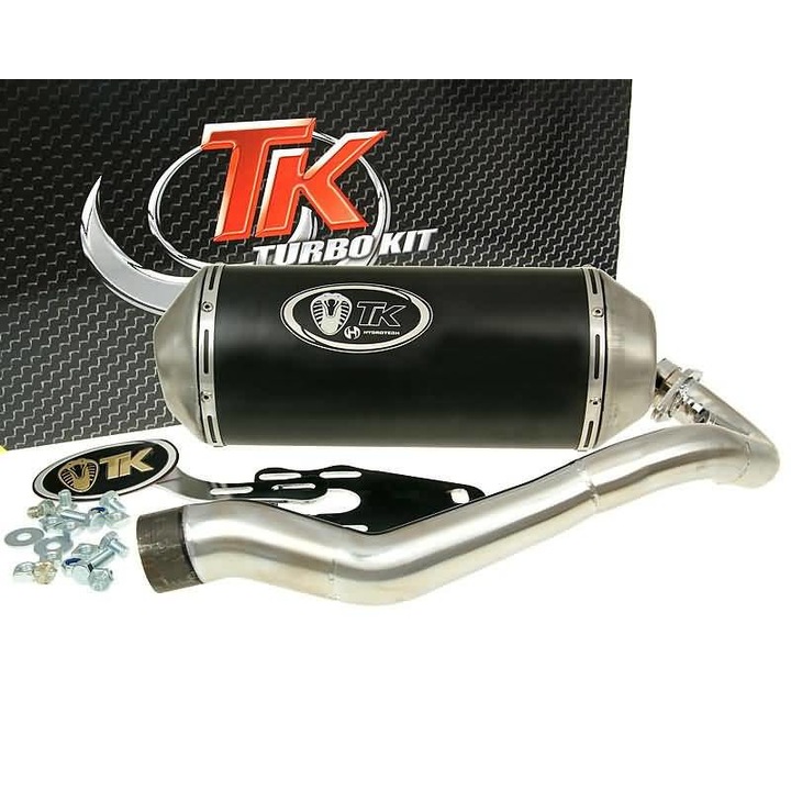 Evacuare, Turbo Kit, 4 timpi, Compatibil cu Vespa GTS 300, Negru/Argintiu