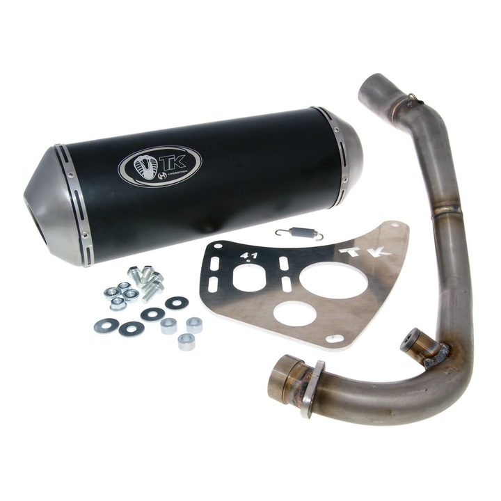 Evacuare, Turbo Kit, 4 timpi, Compatibil cu Piaggio Beverly 250-300, Negru/Argintiu