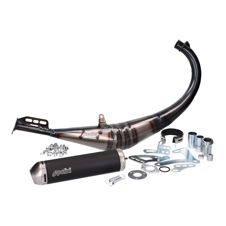 Evacuare, Polini, Compatibil cu Aprilia/Derbi/Gilera/Malaguti/Rieju/Yamaha 50, Negru/Argintiu