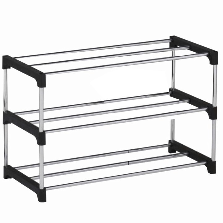 Pantofar crom negru Montego 80x31x49.5 cm