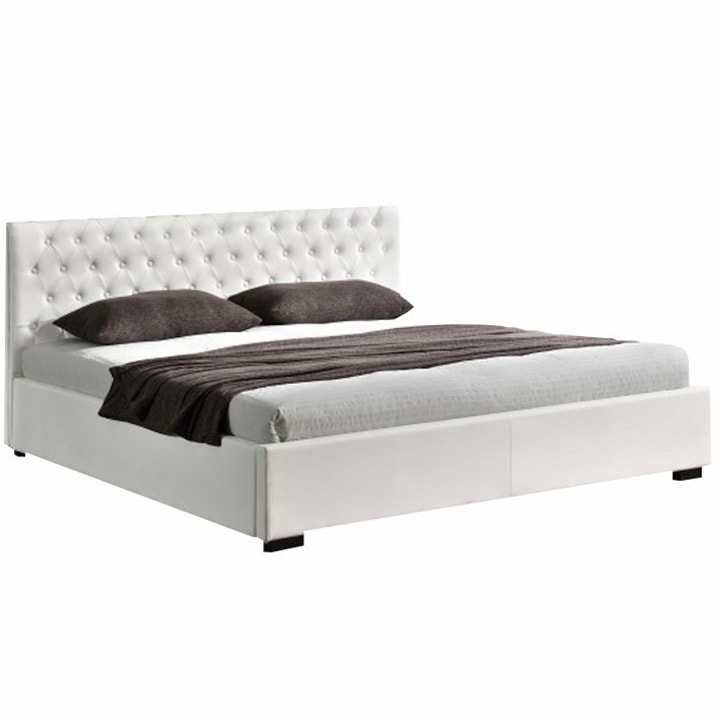 Легло с тапицерия от екологична кожа Dorlen бяло 180х200 см