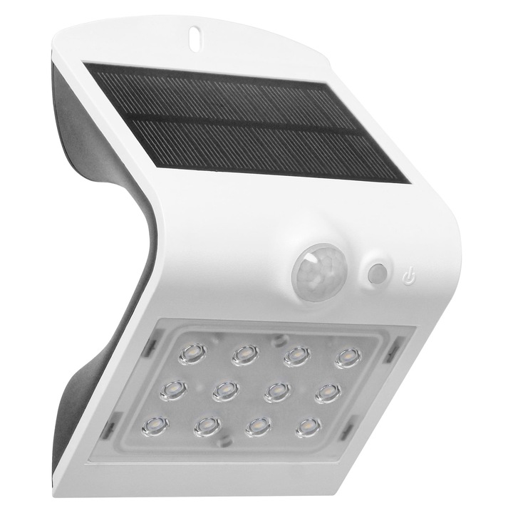 Lampa solara ADVITI Siloe AD-SL-6083WLR4, 1.5 W, senzor de miscare, unghi de detectie 120°, 190lm, IP65, 4000K, 1200mAh, alb