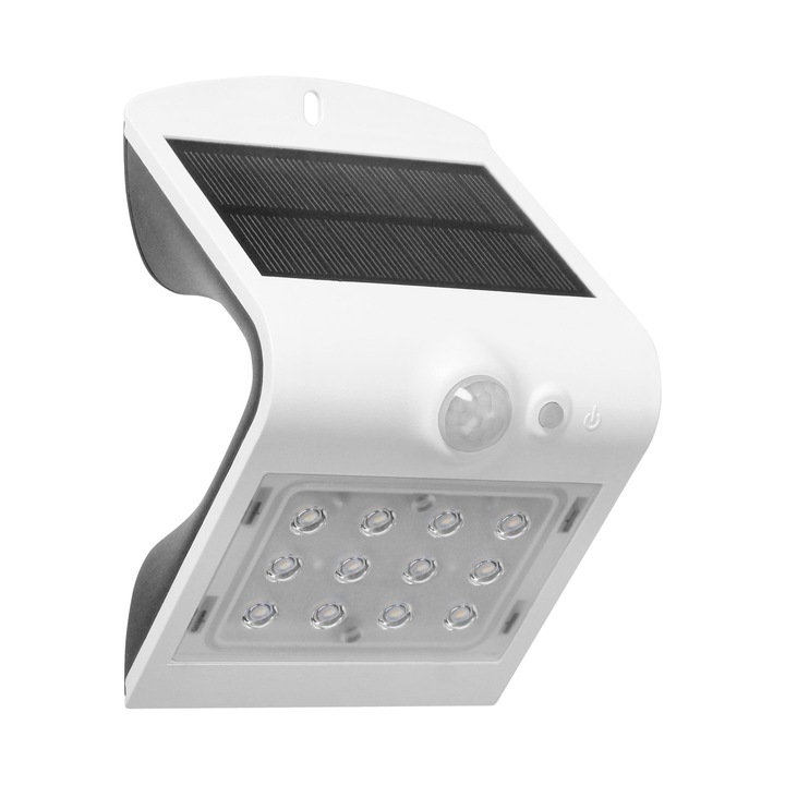 Napelemes lámpa ADVITI Siloe AD-SL-6083WLR4, 1,5 W, mozgásérzékelő, érzékelési szög 120°, 190lm, IP65, 4000K, 1200mAh, fehér