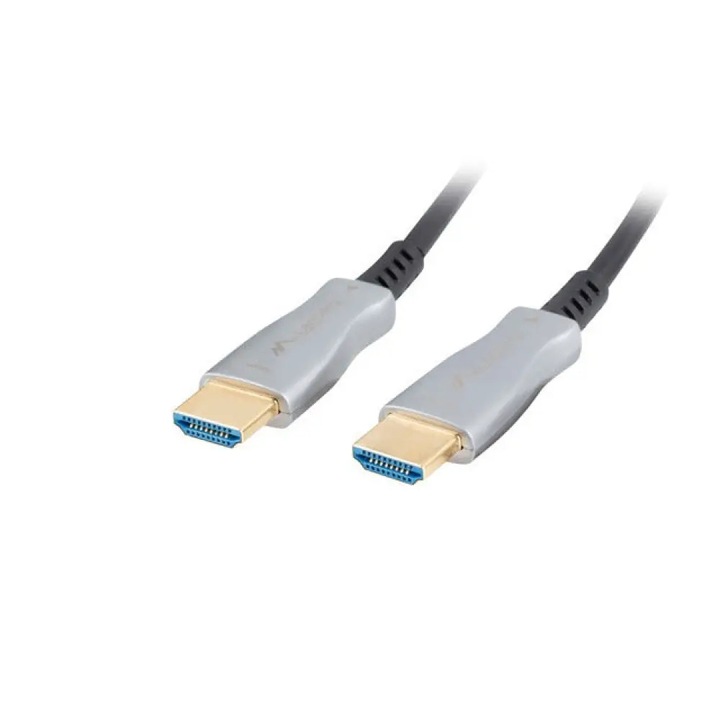 Cablu HDMI 50m prin fibra optica, 4K, Lanberg CA-HDMI-20FB-0500-BK