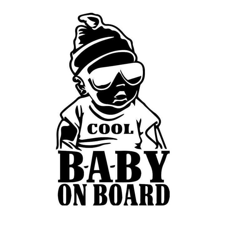 Autó dekoratív matrica Baby On Board Cool 20 x 12 cm Model 26 Black