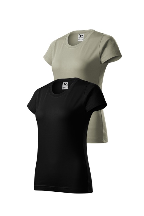 Set 2 tricouri de dama, Malfini, Bassic New, mix 4, Negru/Kaki deschis