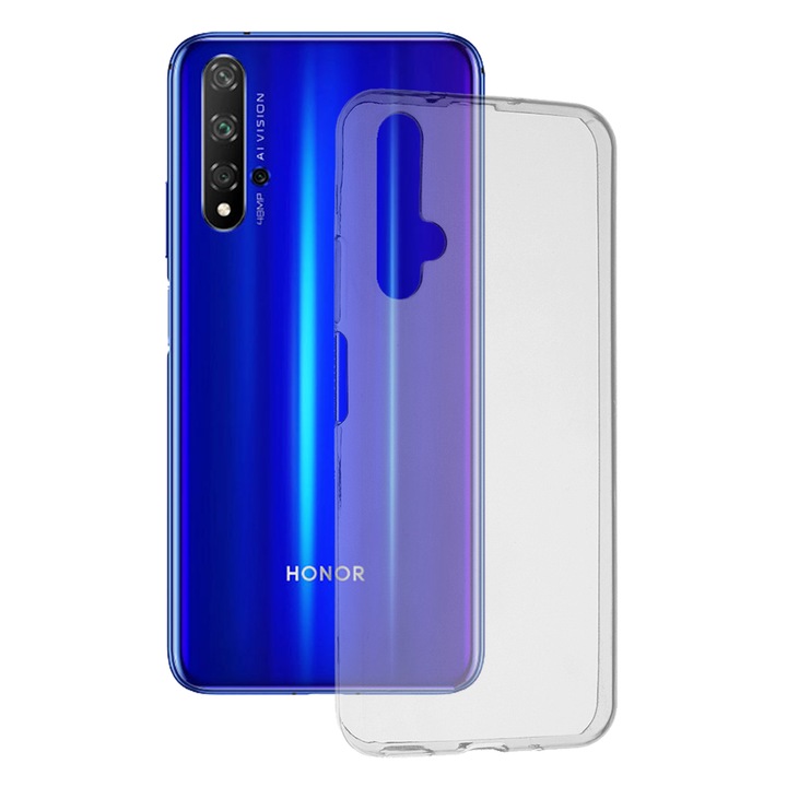 Прозрачен силиконов защитен калъф Macomi™ за Huawei Nova 5T / Honor 20, Гарантиран срещу удари, Подобрена ергономичност, Прозрачен