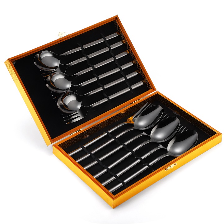 Set 6 linguri+6 furculite, TRENDY’S, black