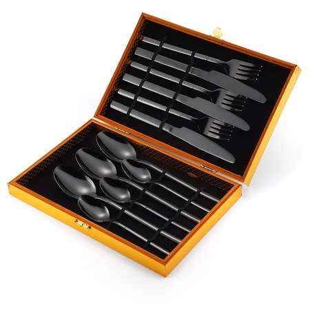 Set tacamuri din inox 12 piese, TRENDY’S, black